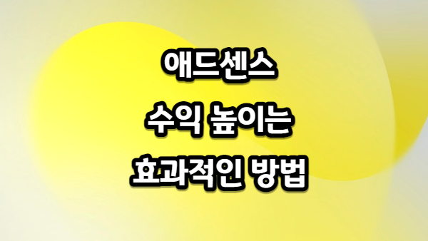 애드센스 수익을 높이는 방법